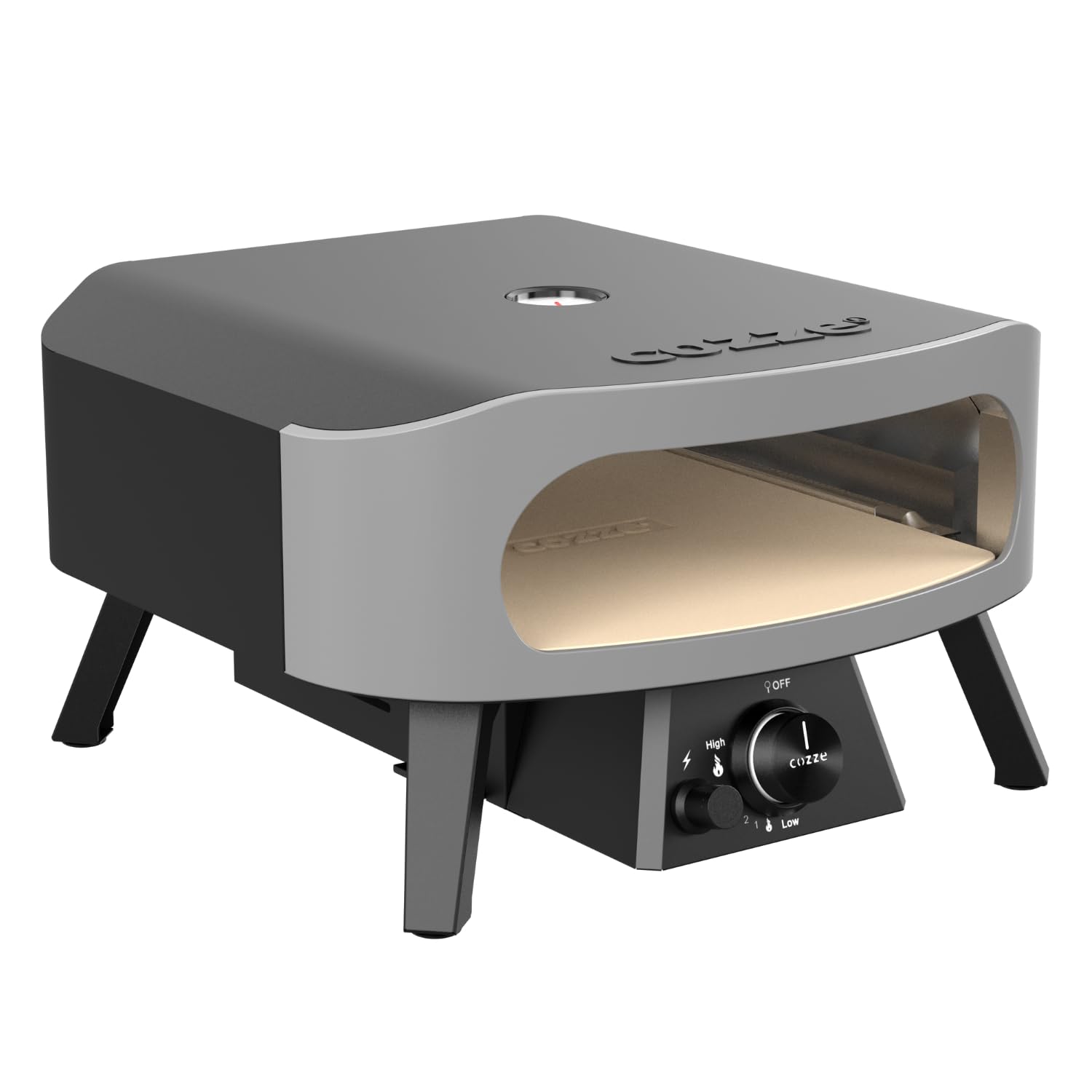 COZZE Mini Pizzaofen Gas 13 Zoll - Kompakter Pizza Ofen Gas Outdoor (50mbar) - Tisch Pizzaofen mit Regulator für kleine Pizzen